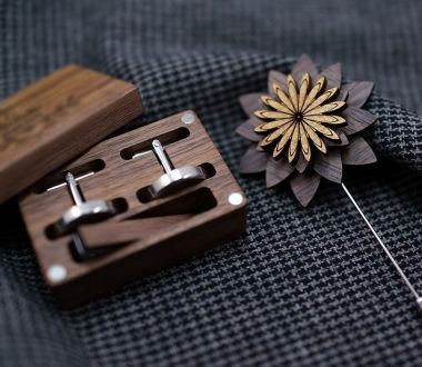 BỘ MĂNG-SÉC & KẸP CÀ VẠT GỖ (CUFFLINK + TIE CLIP)- ND02