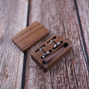 BỘ MĂNG-SÉC & KẸP CÀ VẠT GỖ (CUFFLINK + TIE CLIP)- ND02